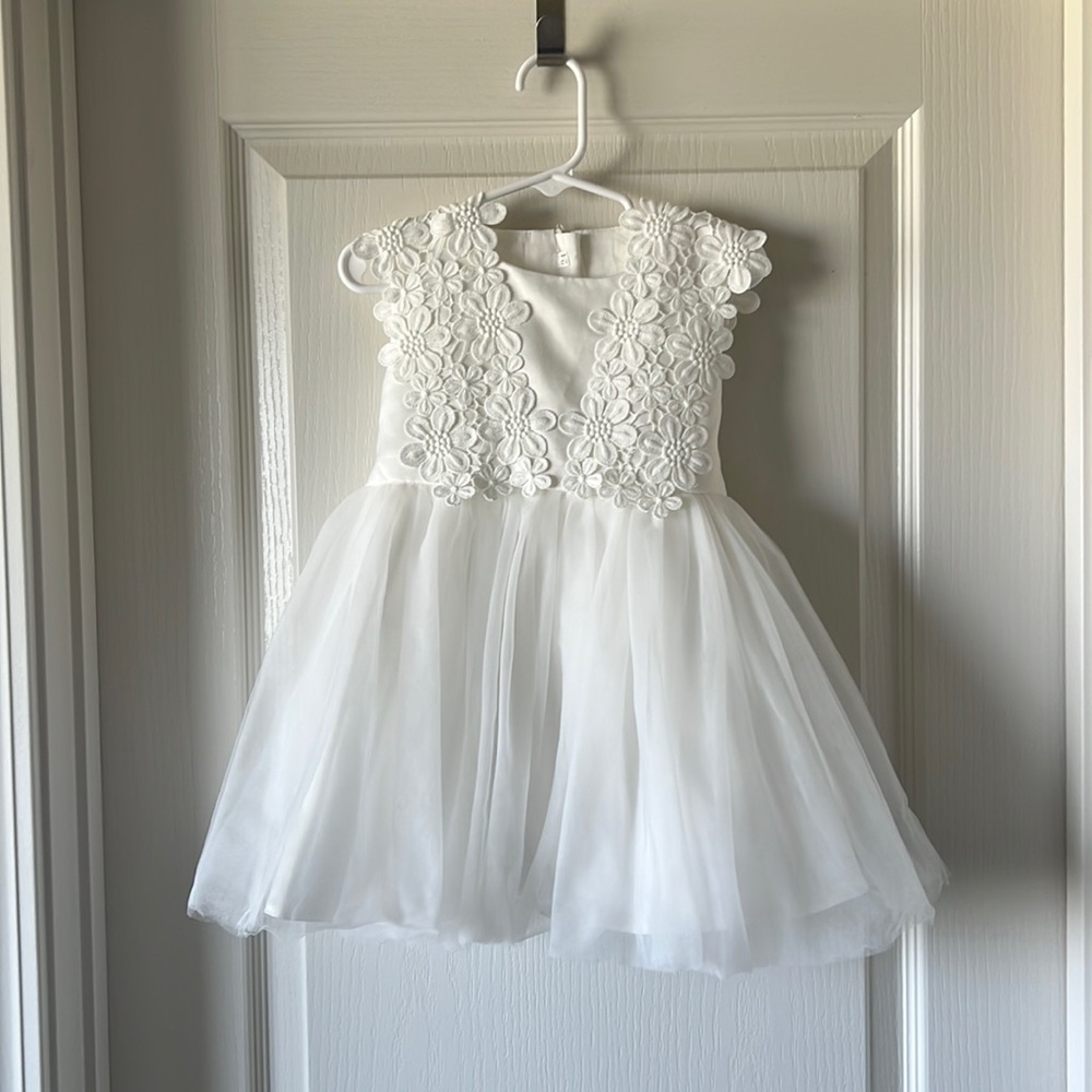 Toddler Girls White Floral Dress